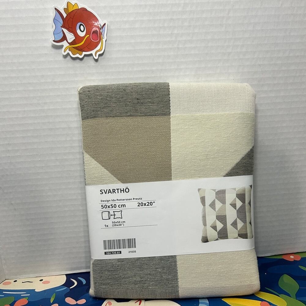 NWT Ikea Svartho Gray Black Beige Triangle Geometric Pillow Case Cover 20 X 20